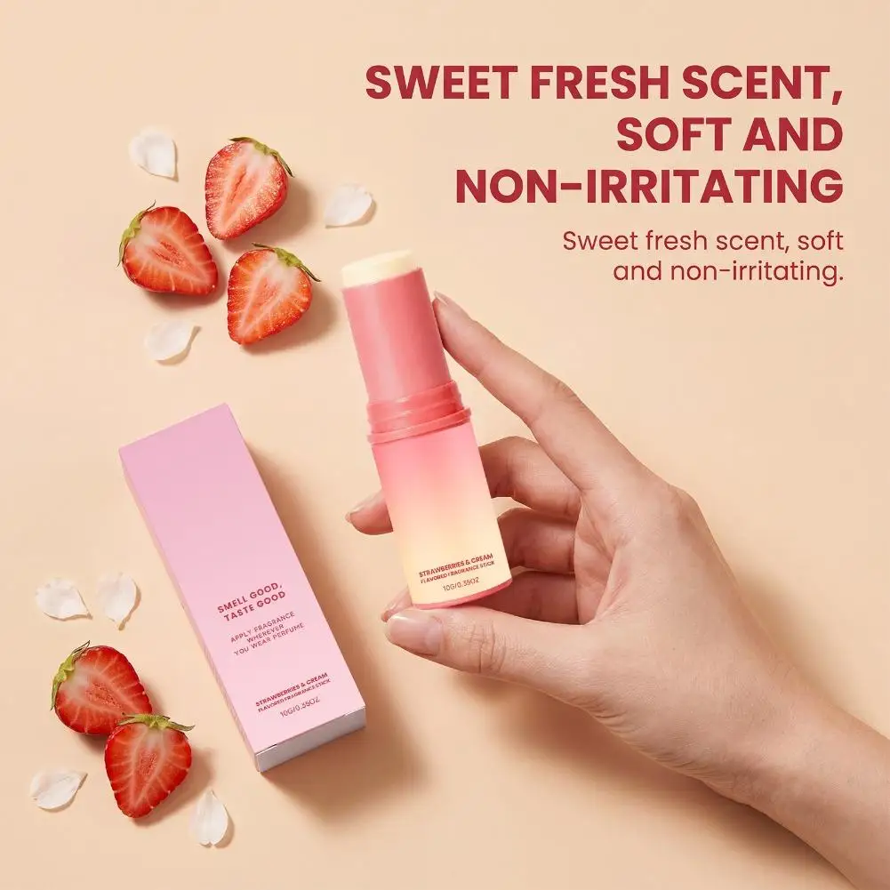 10g Natural Fresh Lasting Deodorizing Stick PDRN Sweet Strawberry Cream Scent Solid Balm Original Brand Portable Solid Perfume