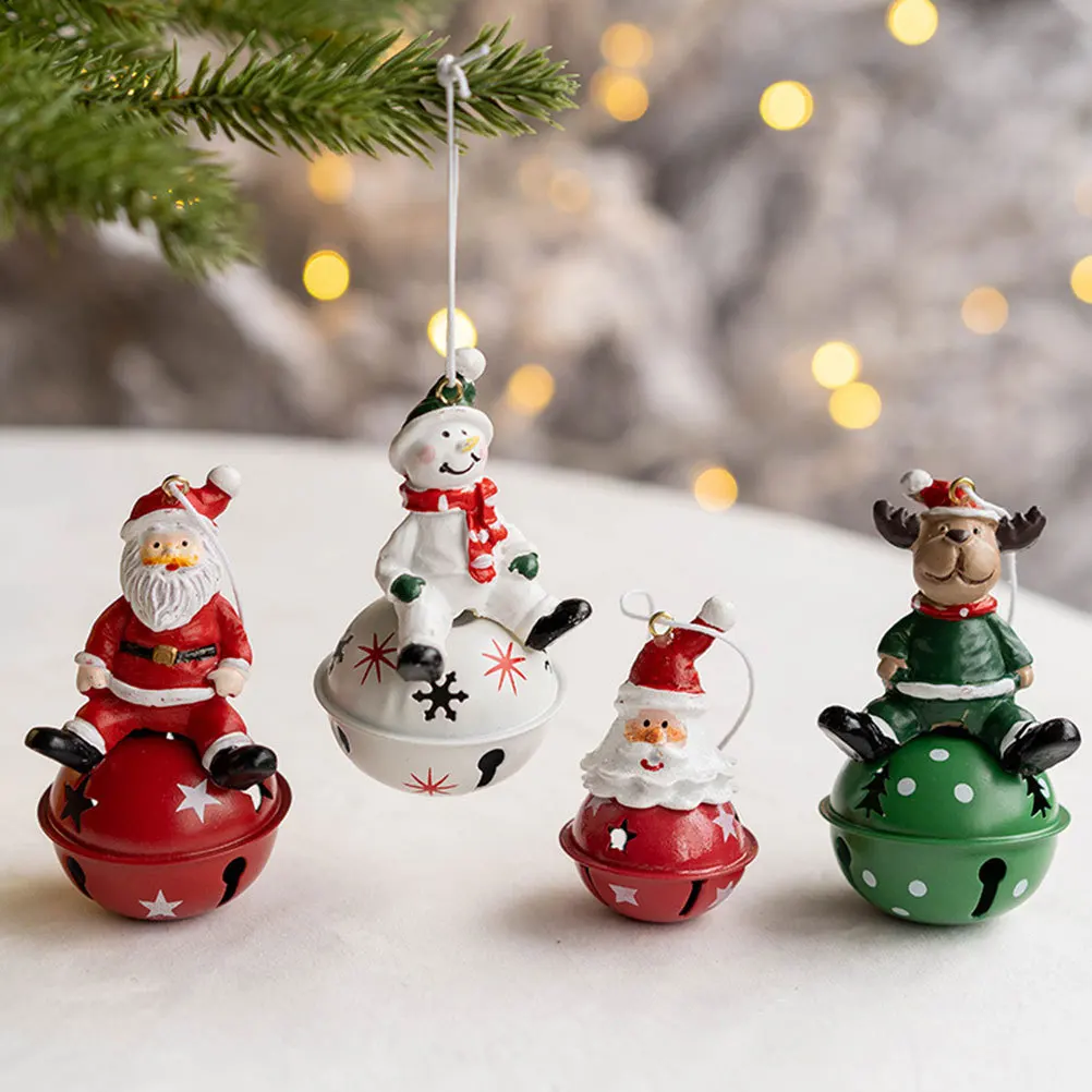 3pcs Christmas Bell Pendants Snowman Elk Santa Claus Design Lightweight Hanging Decor For Xmas Tree Party Home Window