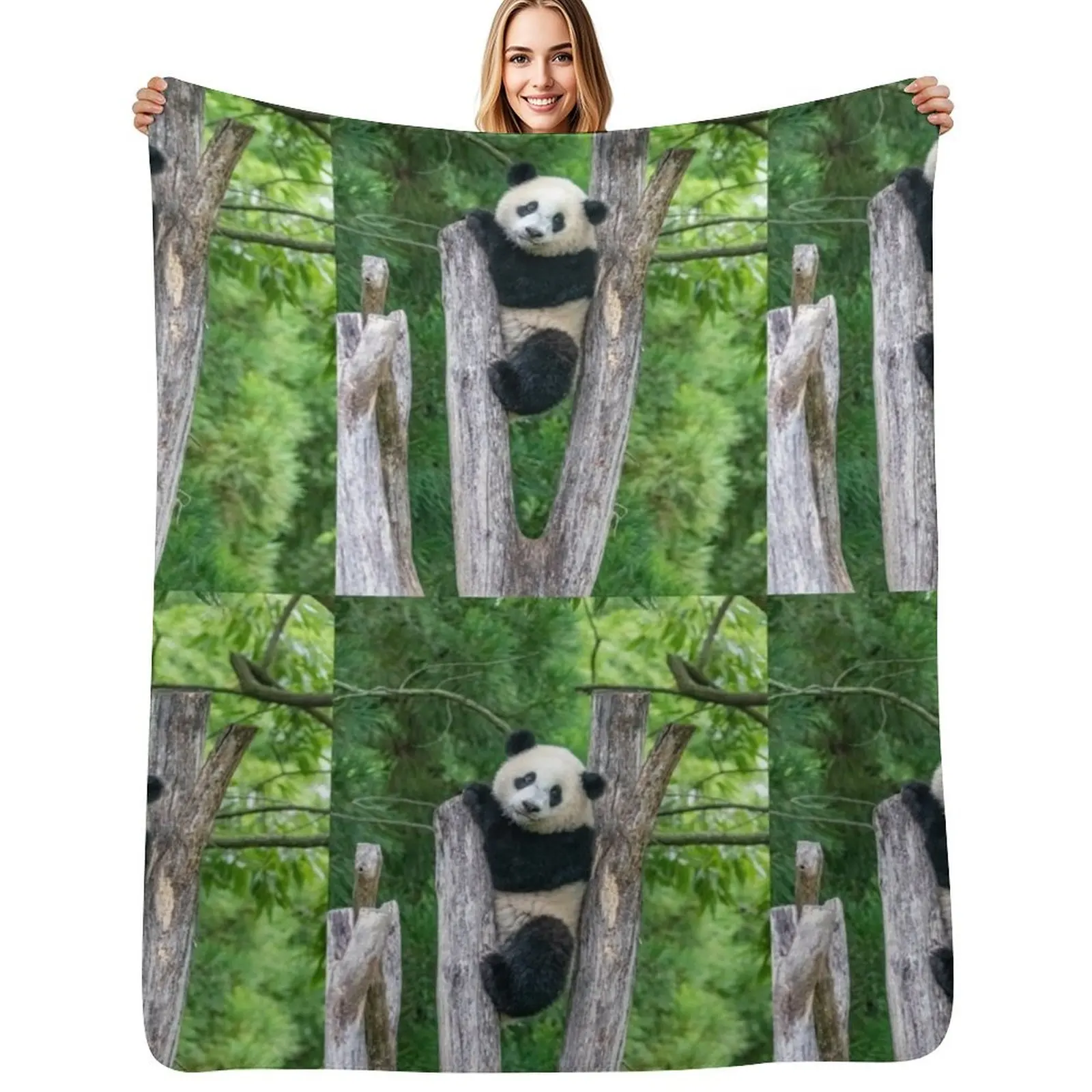 Giant Panda Xiao Qi Ji at the Smithsonian's National Zoo Throw Blanket Compact Warm Blanket for Car Road Trip