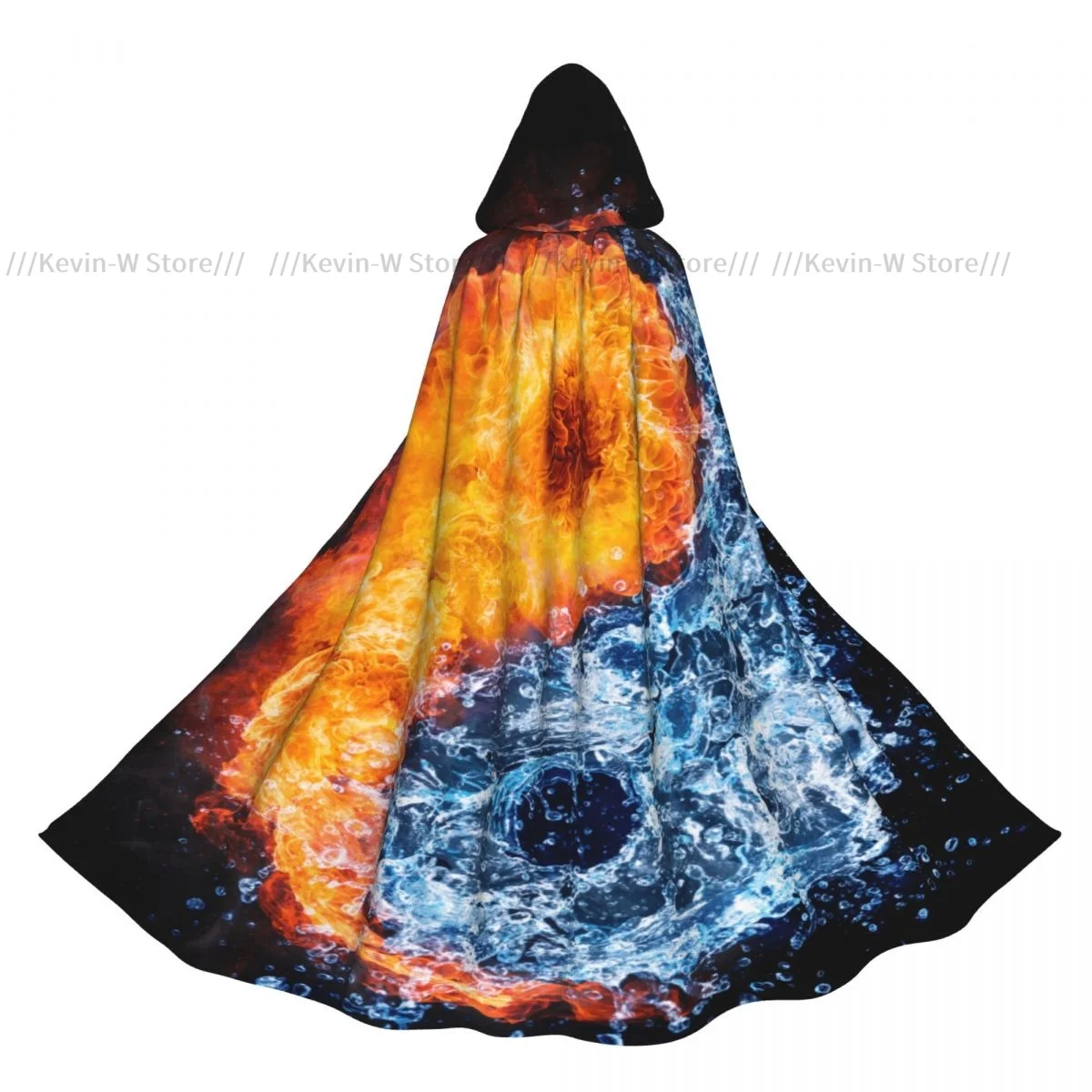 

Unisex Adult Fire And Water Yin Yang Cloak with Hood Long Witch Costume Cosplay