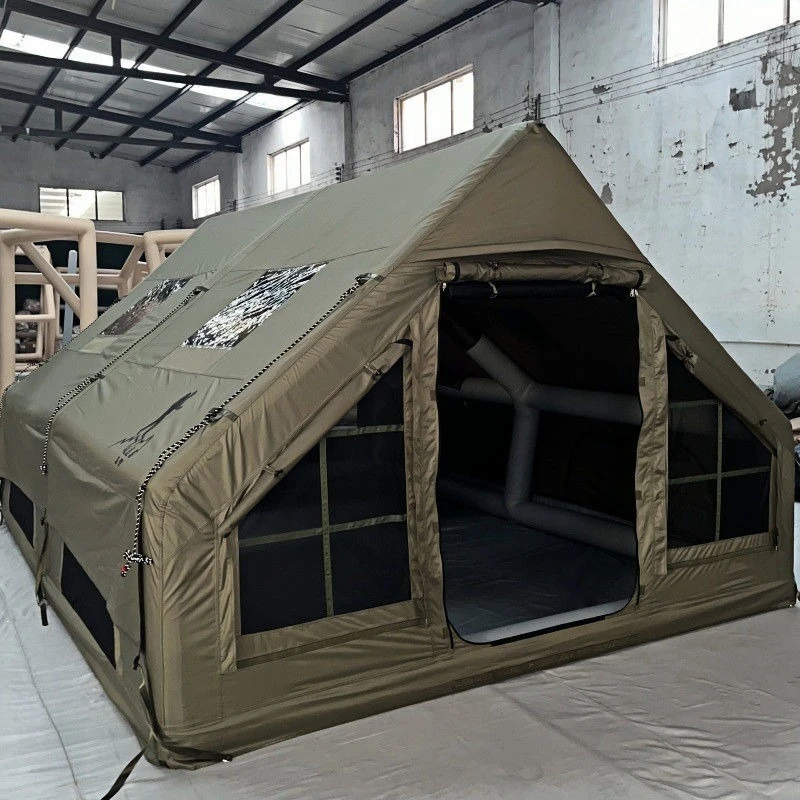 

Inflatable tent 12 square meters army green new outdoor camping family travel 600D Oxford