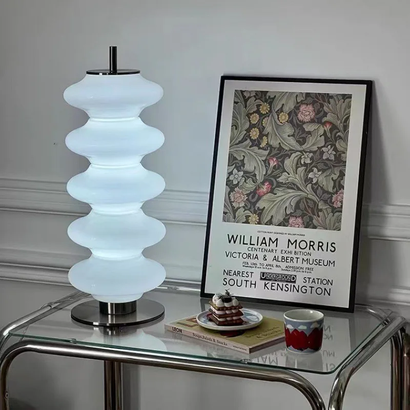 

Danish modern simple desk lamp light luxury living room Nordic bedroom designer ins creative glass decorative gourd lamp