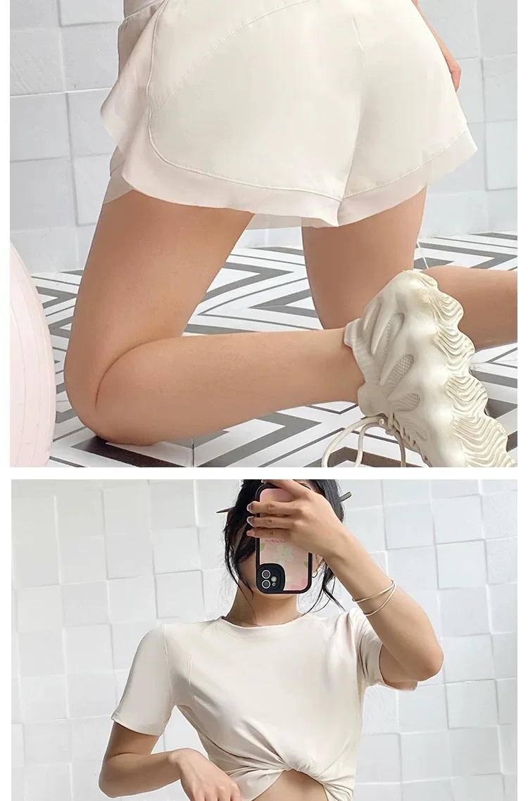 Anti-Exposure Sportshorts für Damen, Sommer-Lauf-, Fitness- und Yoga-Shorts, schnelltrocknend, locker geschnitten, für draußen geeignet, Tennis-Freizeit-Hotpants – Detail 11