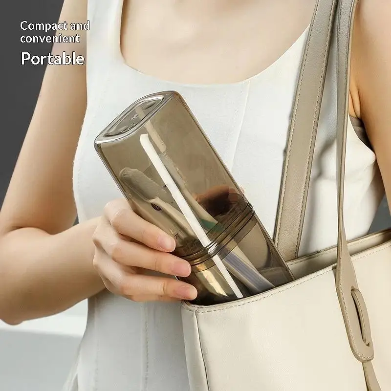 2 In 1 Large Capacity Clear Travel Toothbrush Holder Case Portable Thickened for Short Trip Camping Use