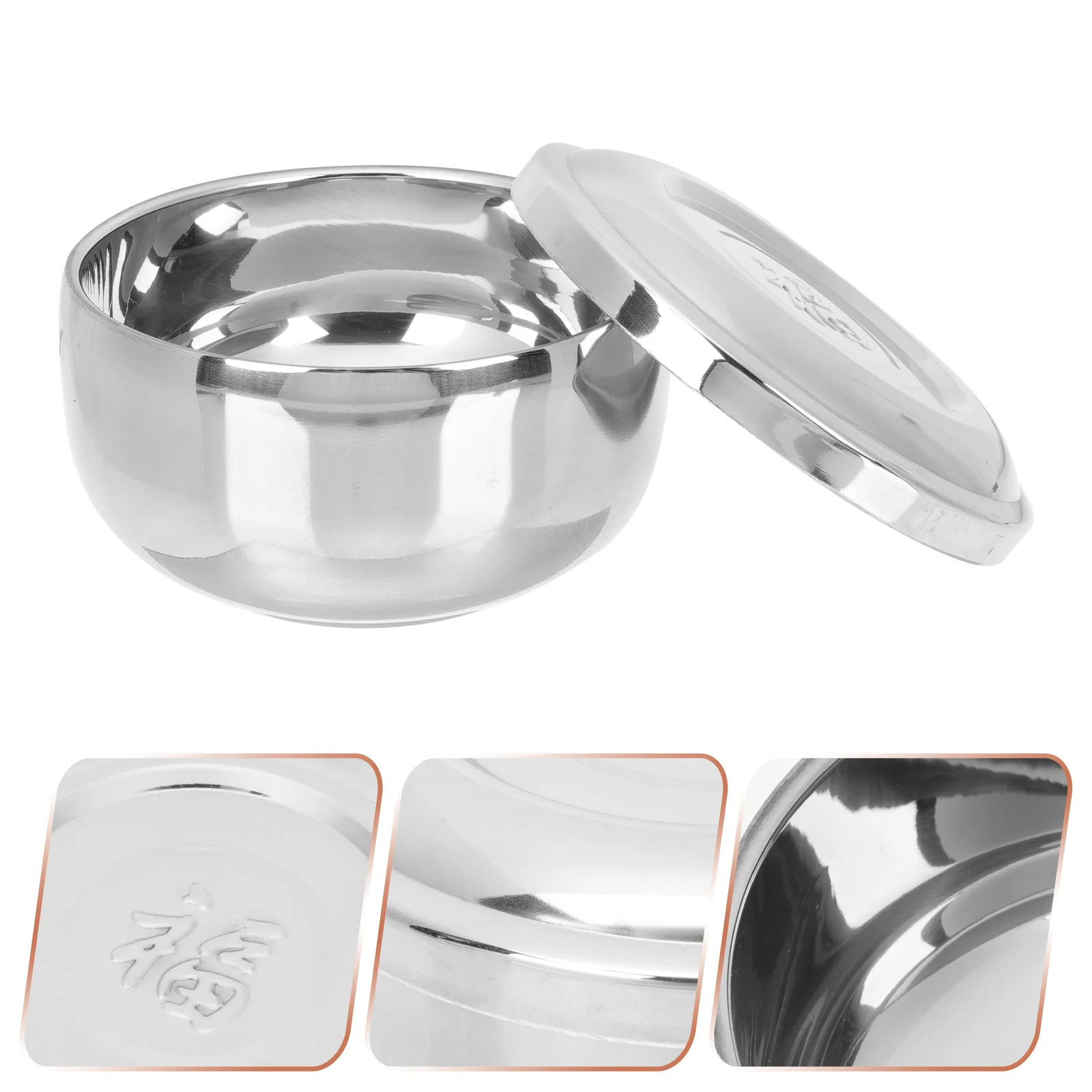 

Double Layer Stainless Steel Rice Bowl Thickened Korean Style Food Bowl Suitable for Soup Pickles Kitchen Supplies
