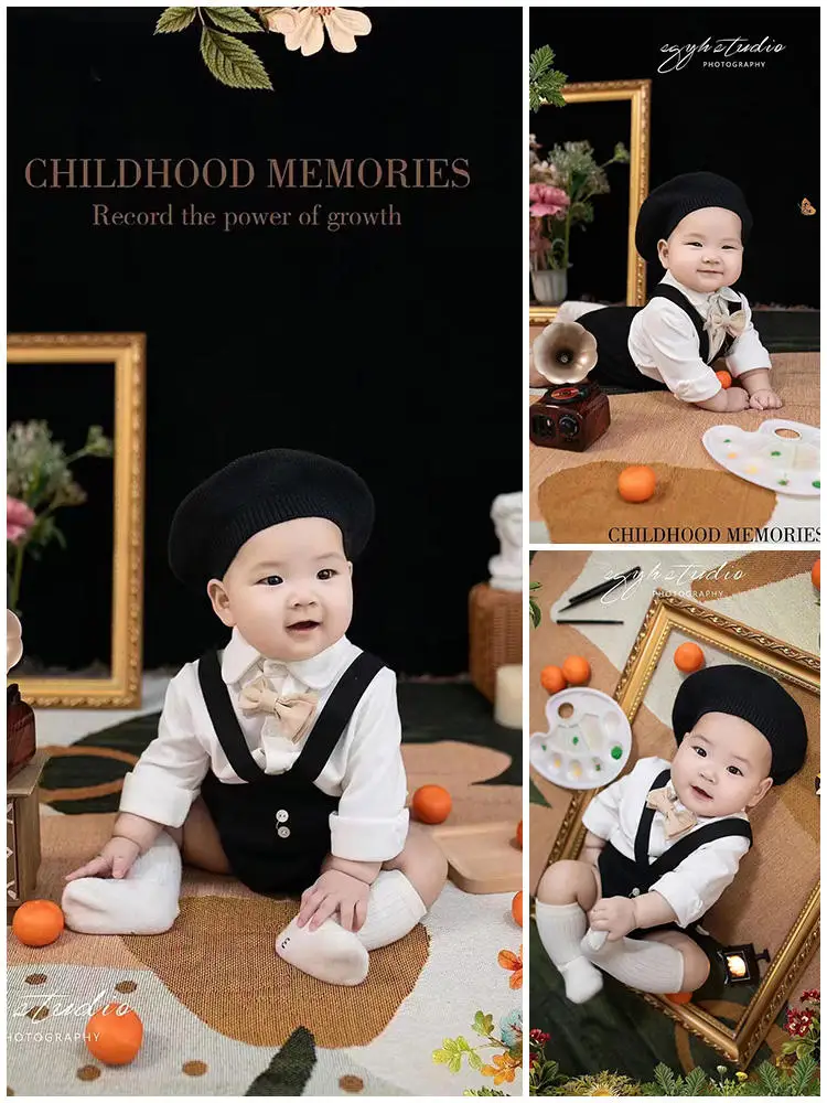 

Childrens photography clothing 100 day old baby small painter retro themed photography props roupa bebe disfraz bebes 신생아촬영