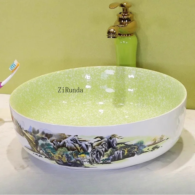 

Керамическая настольная раковина Ванная комната Простая раковина Круглая раковина