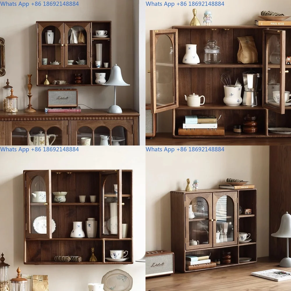 Wall Mount Display Cabinet for Home Use Wooden Shelf for Collectibles and Decorative Storage Rack with Vintage Style