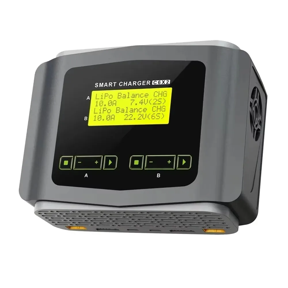 SmCpHTRC C6X2 Dual Channel Balance Charger LCD Screen LipoDischarger AC 150W DC 240W 10A 1-6S LiPo LiHV LiFe Li-ion 1-15S NiCd N