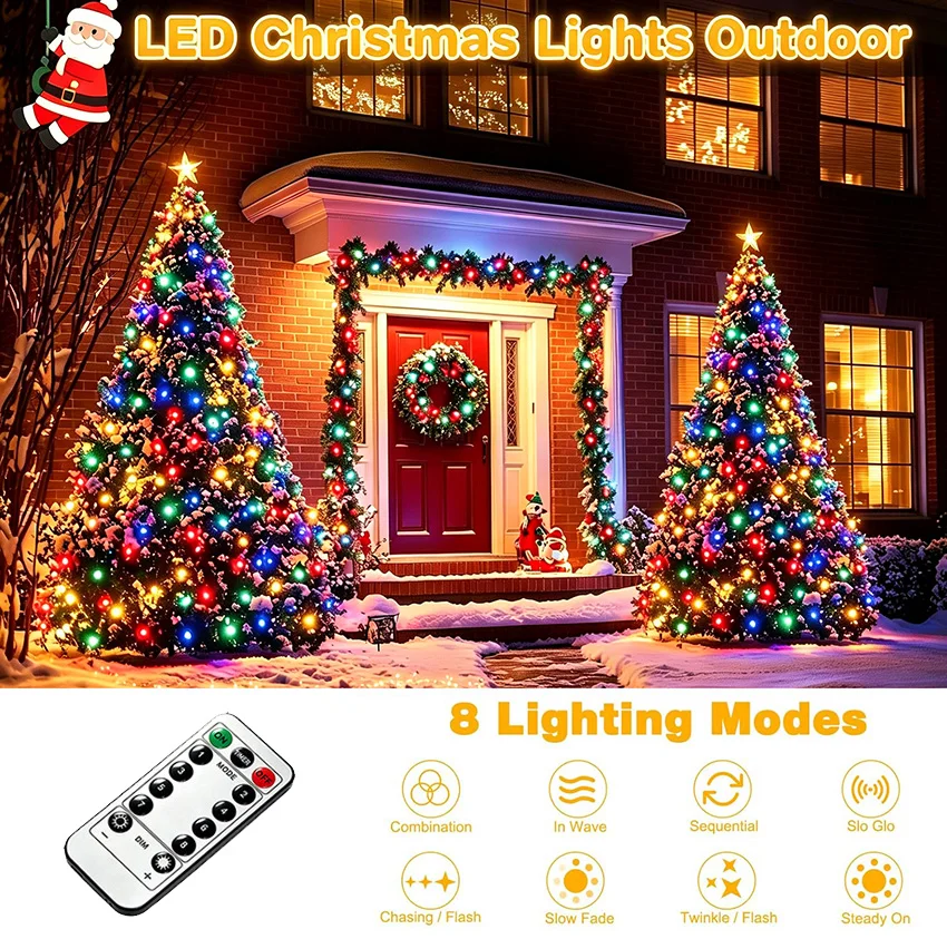 USB Powered LED Green Copper Wire String Lights 8 Modes Fairy Garland Light Holiday Decor Light for Christmas Tree Party Wedding