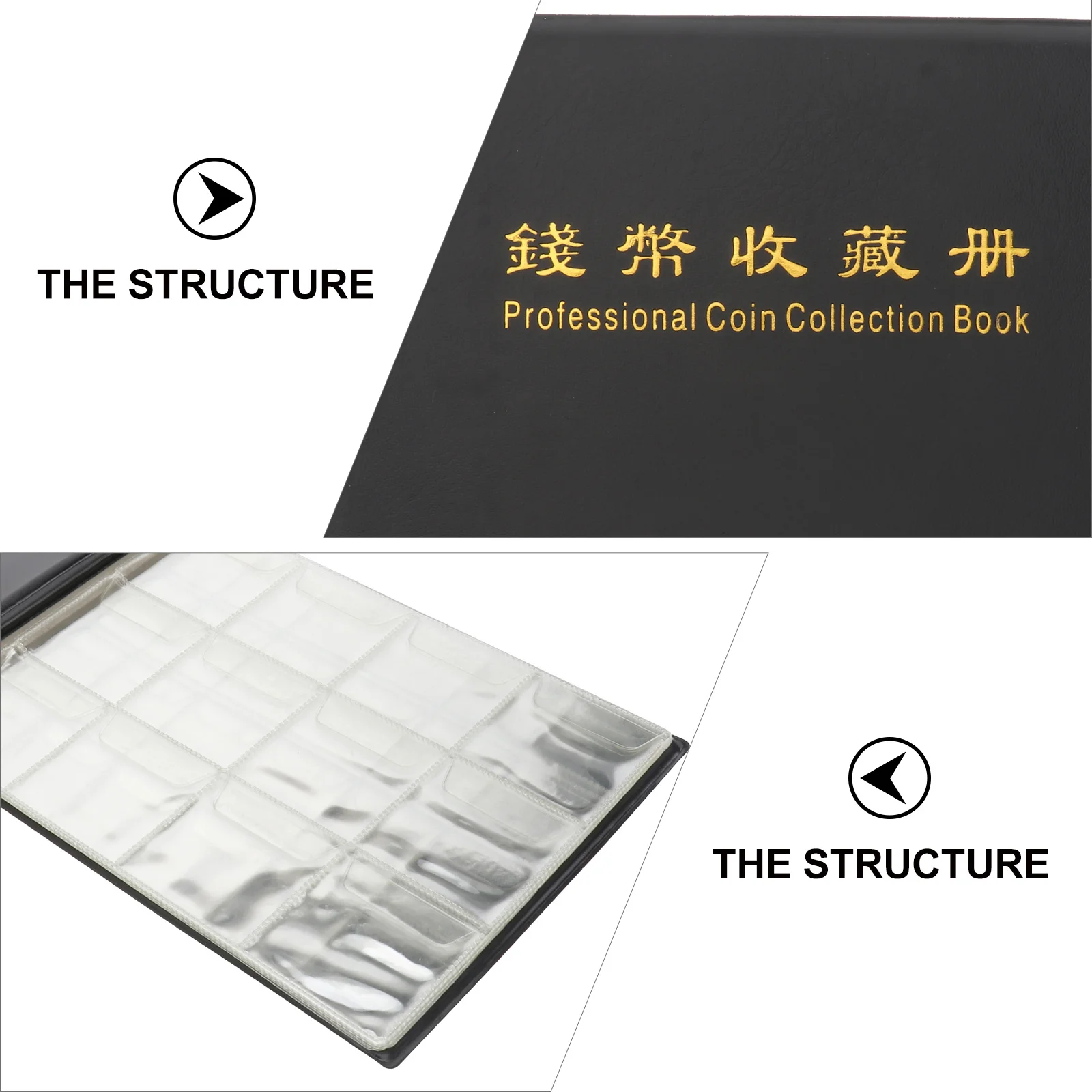 240 ألبوم جمع العملات المعدنية جيوب سوداء شفافة سهلة الحمل تخزين عرض العملات المعدنية قبعات الرموز ميداليات شارات هدية فريدة من نوعها
