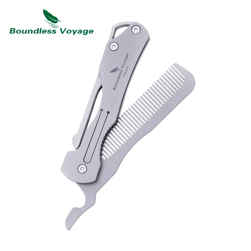 Boundless Voyage Folding Titanium Hair Comb EDC Gear Combs Pocket Comb Hair Styling & Moustache Care Ti9011O