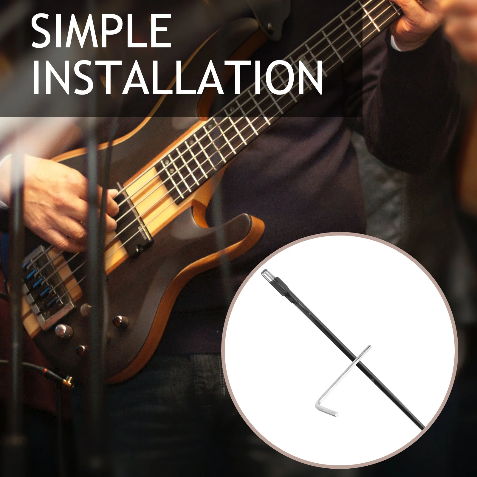 

Metal Guitar Truss Rod Two Way Replaceable Rod with Wrench Durable Practical Electric Bass Guitar Accessory Bass Supplies