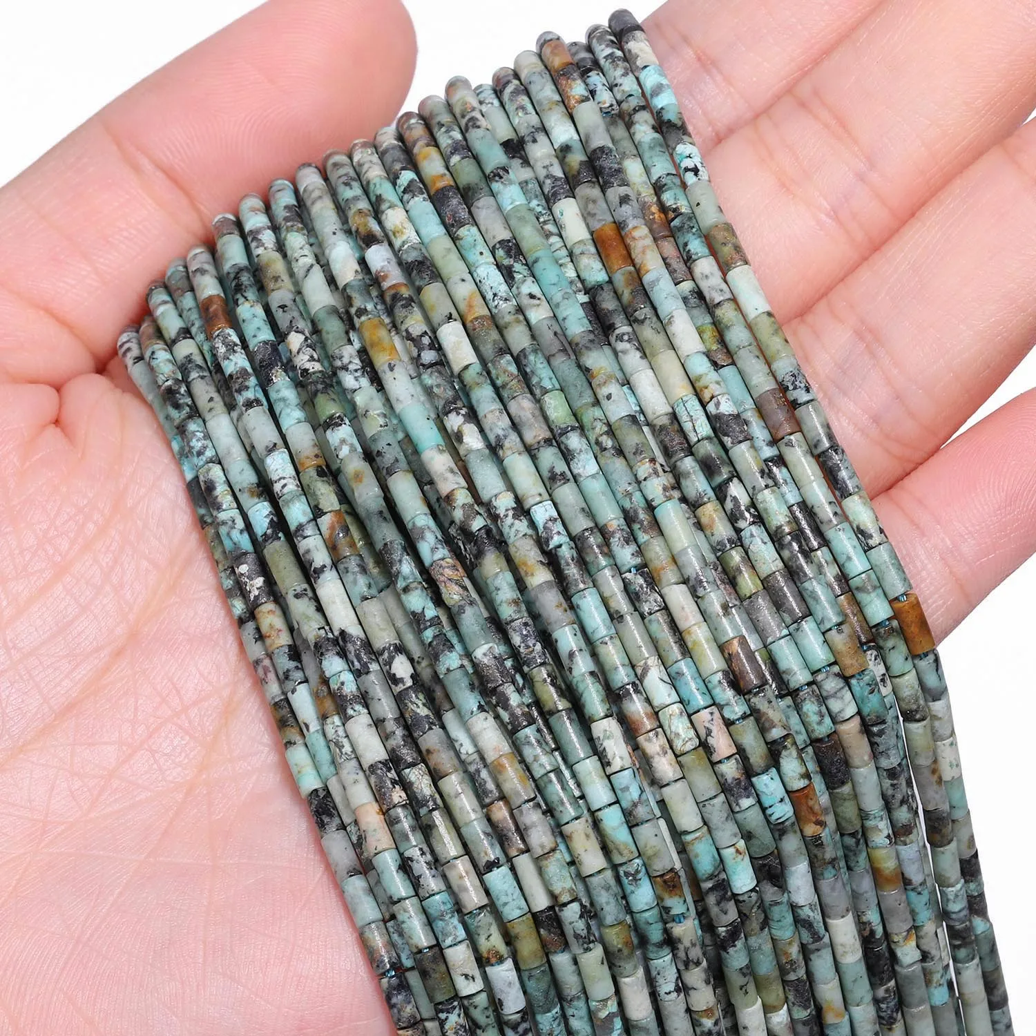 Natural African Turquoise Stone Beads 4x2mm Round Tube Shape Beasd Loose Tiny Beads for Elegant Women Jewelry Making Accessories