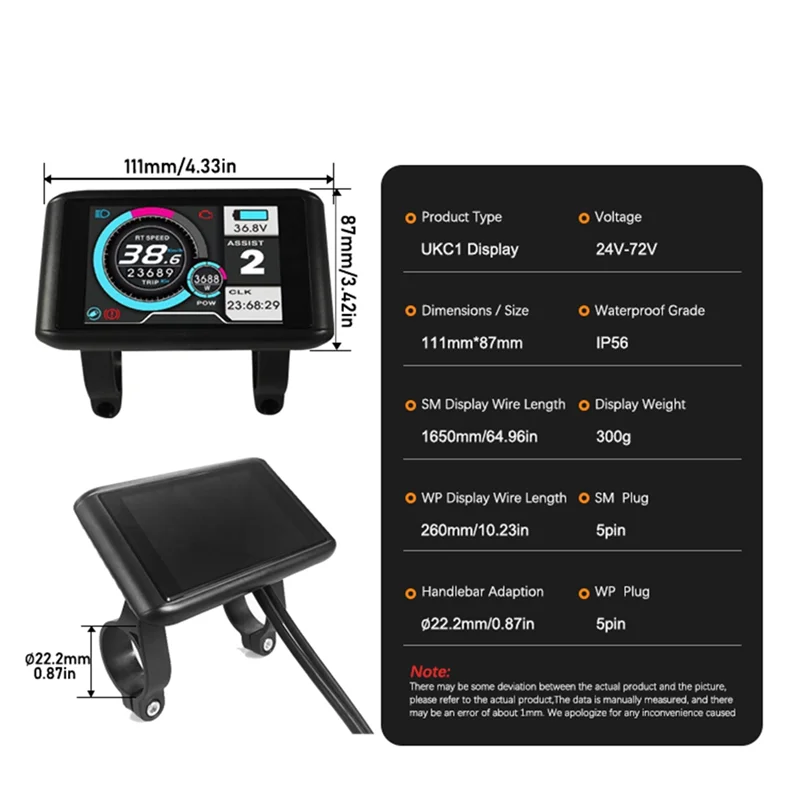 

B72A Three-Mode Ebike Controller Sine Wave 36/48/52V 40A With LCD UCK1 Color Display E-Scooter Parts