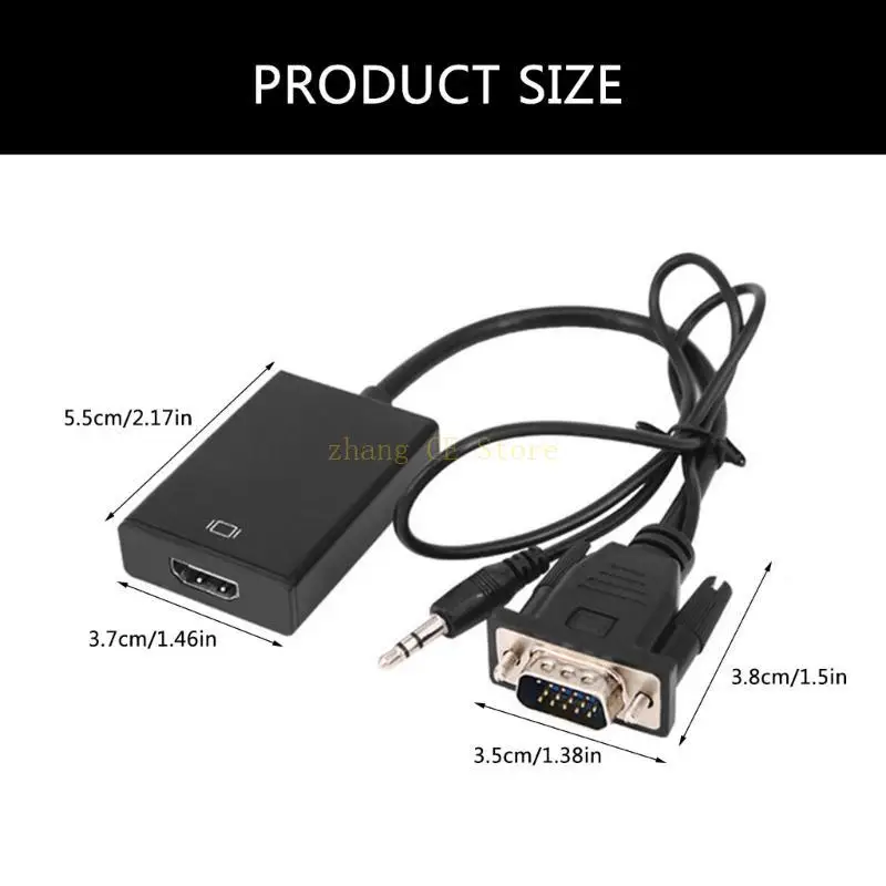 

M5TD HDMIcompatible Female to VGA Male Converters 3.5mm Sound Video Cable Adapter 1080PFHD