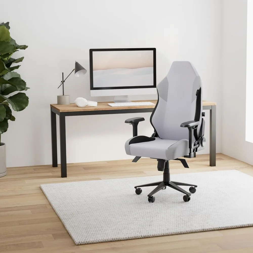 White gaming chair - ergonomically comfortable computer chair with 4D armrests, magnetic headrests, and 4-way lumbar support