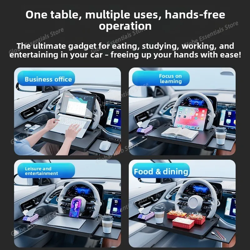 Stable Car Table Steering Wheel Car Laptop Computer Desk Mount Stand Coffee Goods Tray Board Dining Table Holder