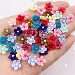 50pcs Resin 10mm Colorful 3D Flower Flatback Nail Gems Stones Scrapbook Wedding DIY Applique Decor Craft Supplies SL612