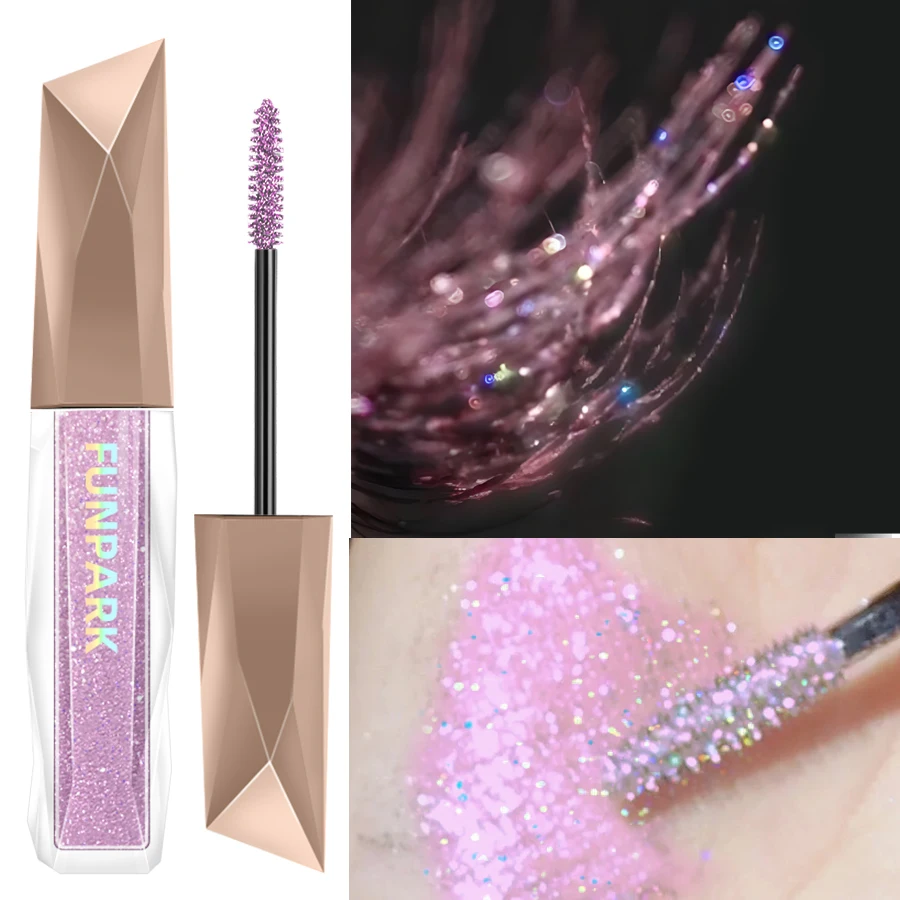1pc Waterproof Diamond Shine Volume Curl Mascara-Glitter Snow Effect for Eye Lash Makeup Women's Cosmetic Smudge-proof Mascara
