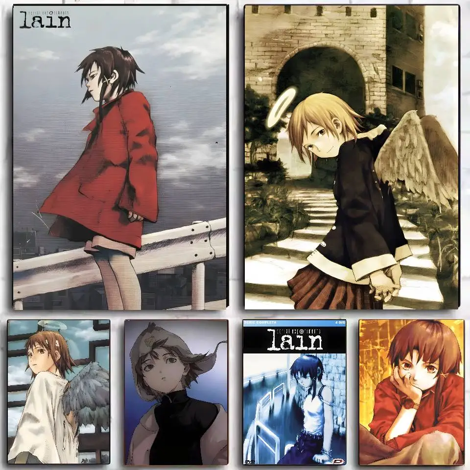 Serial Experiments Lain Anime Movie Poster Self-adhesive Art Waterproof Paper Sticker Coffee House Bar Dorm Room Wall Decor