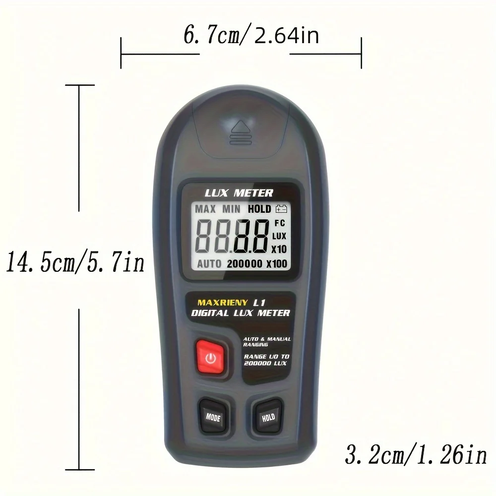 BSIDE Przenośny cyfrowy miernik Lux 0~200,000lux LCD Lux / FC Tester pomiarowy Kieszonkowy miernik Lux Sensor Fotometr Lux Meter