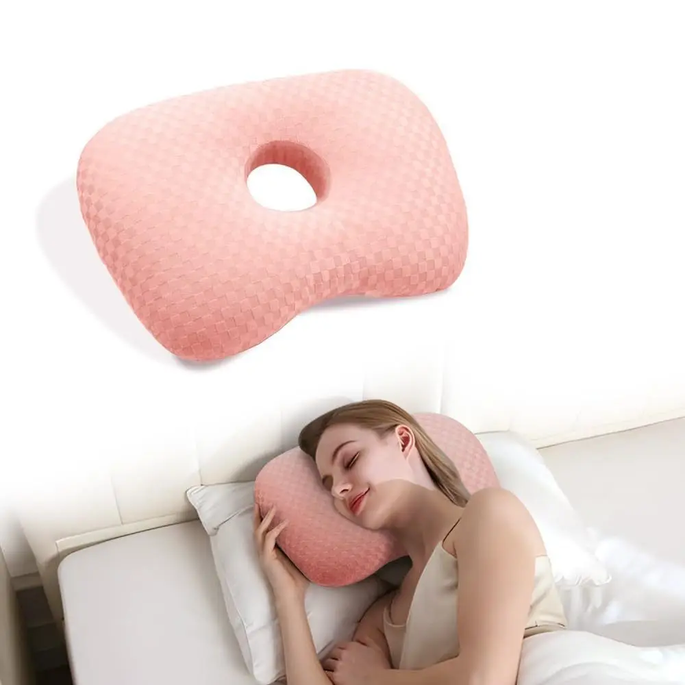Easy to Clean Cotton Filling Ear Piercing Pillow Ergonomic Breathable Pillow with Ear Hole Comfortable Portable Earring Pillow