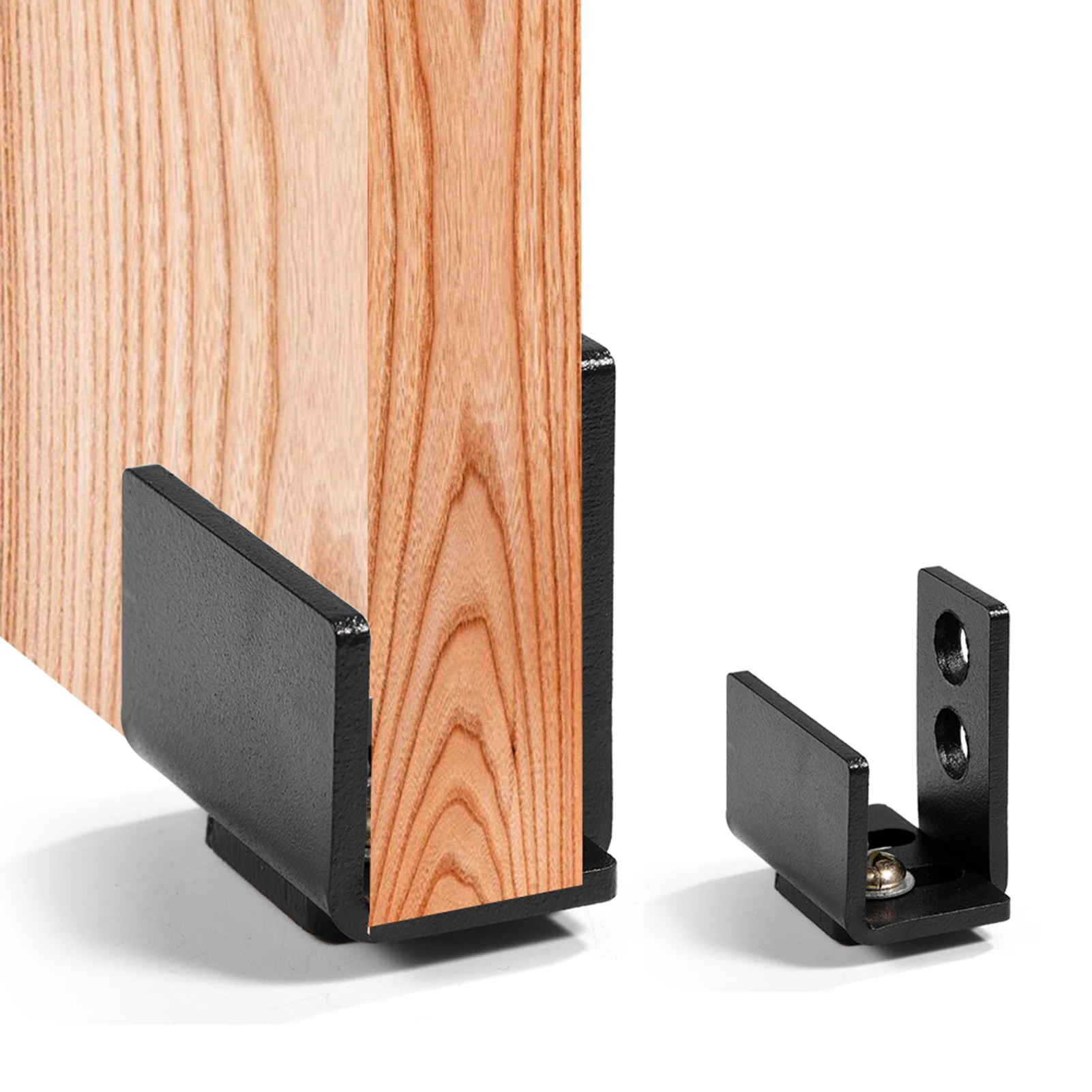 Floor Guides Black Steel Hardware Sliding Barn Door Bottom Wall Mount Floor Guide with Screws