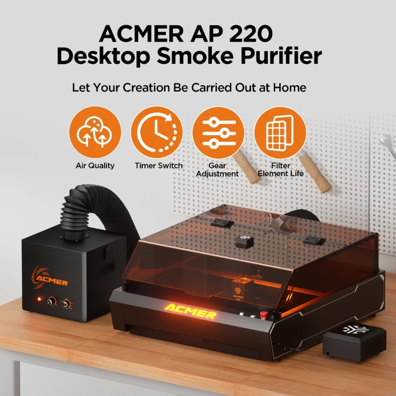 ACMER Laser AP220 Smoke Air Purifie Low Noise Laser Engraver CO2 CNC Cutting Machine Air Cleaner Filte