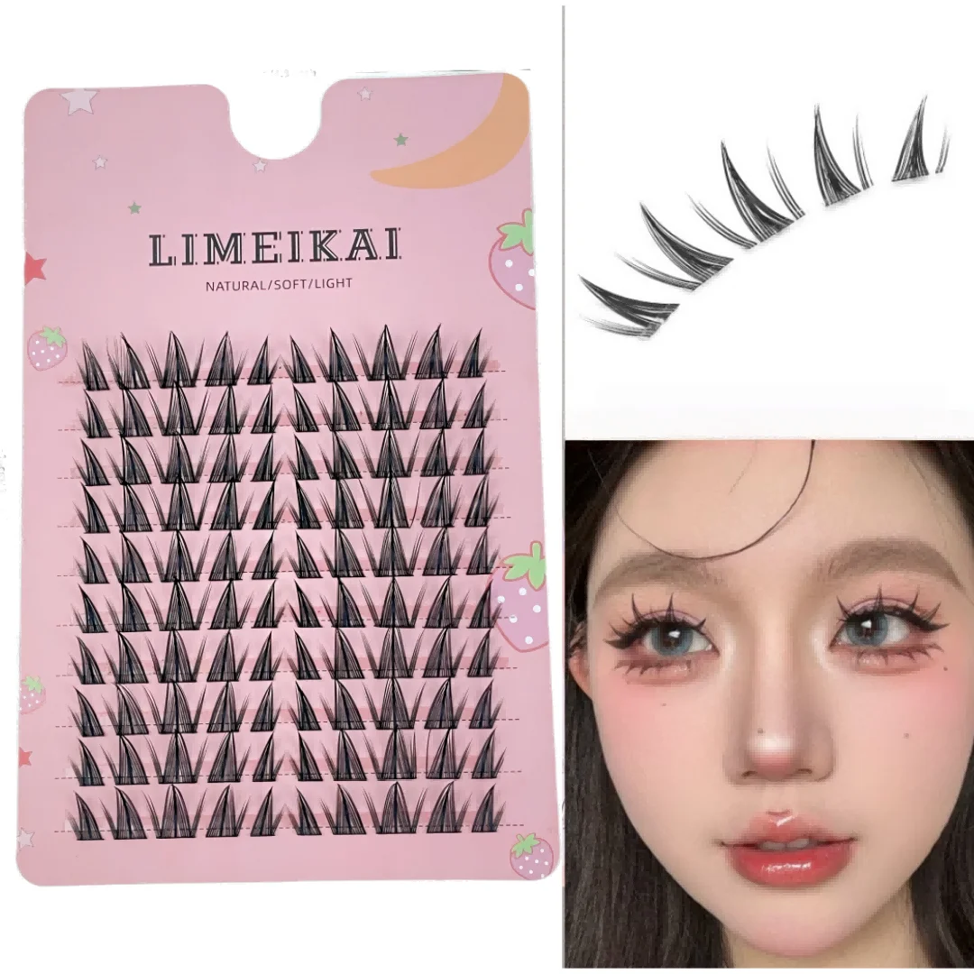 Conjunto de cílios postiços de girassol, 100 clusters, listras finas de estilo natural, acessório de maquiagem reutilizável para profissionais iniciantes