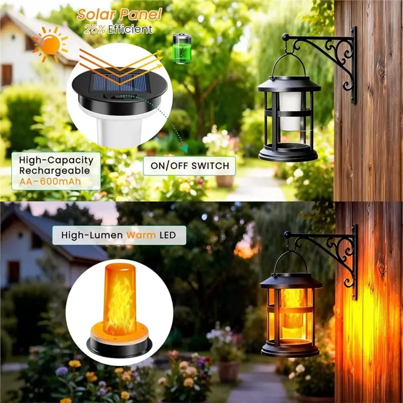DTA4 2 Pack Solar Light Replacement Top Flickering Flame for Hot Air Balloon Lantern Outdoor