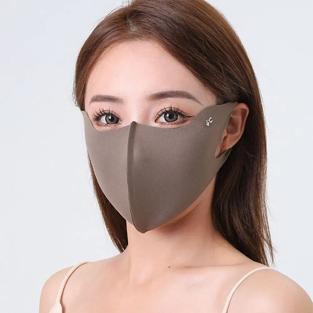 Elastic Sunscreen Face Scarf Ice Silk Mask Summer Solid Color Face Cover Eye Protection UV Protection Face Gini Mask Fishing