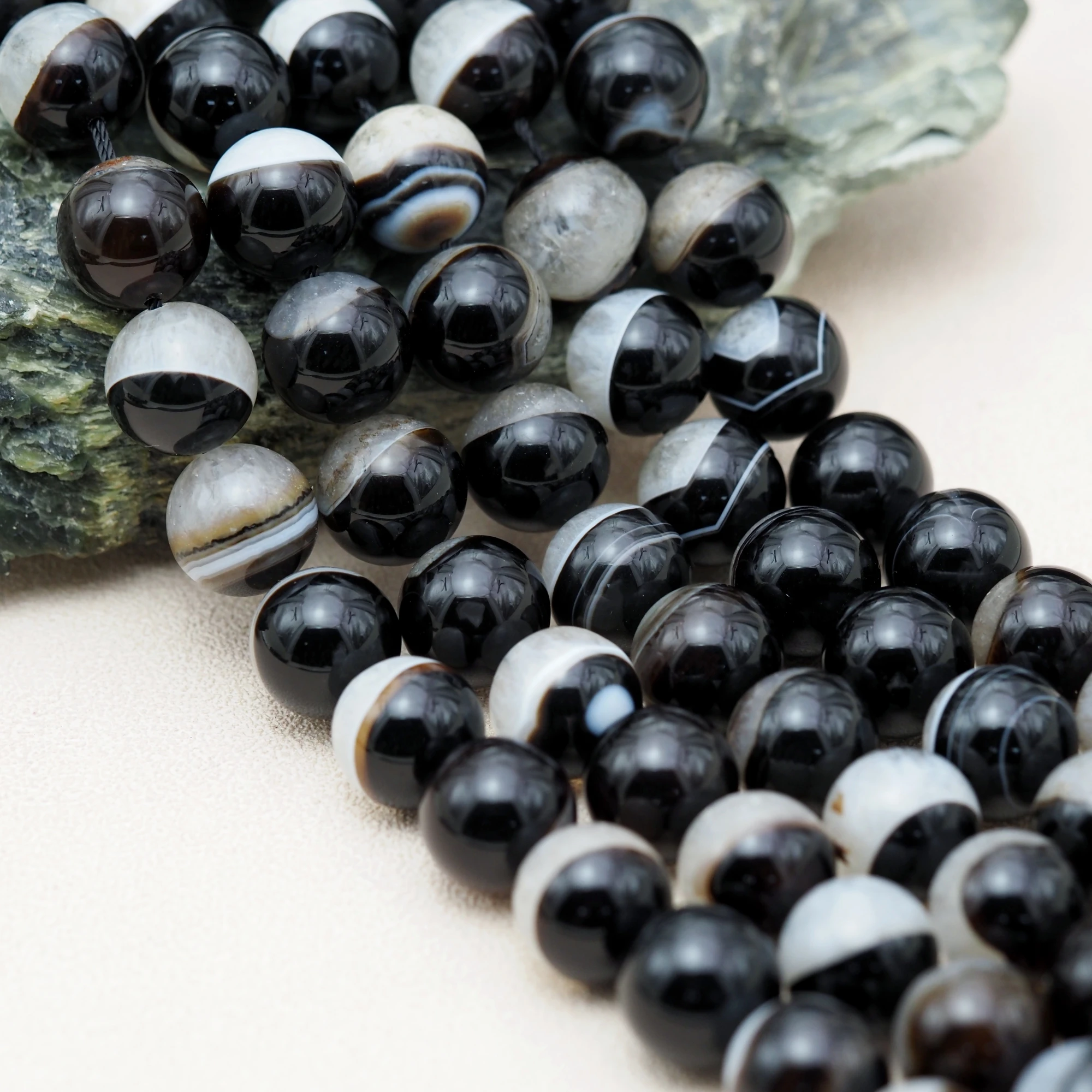 

16MM 25PCS Large Black Agates Quartz Round Loose Beads For DIY Jewelry Making
