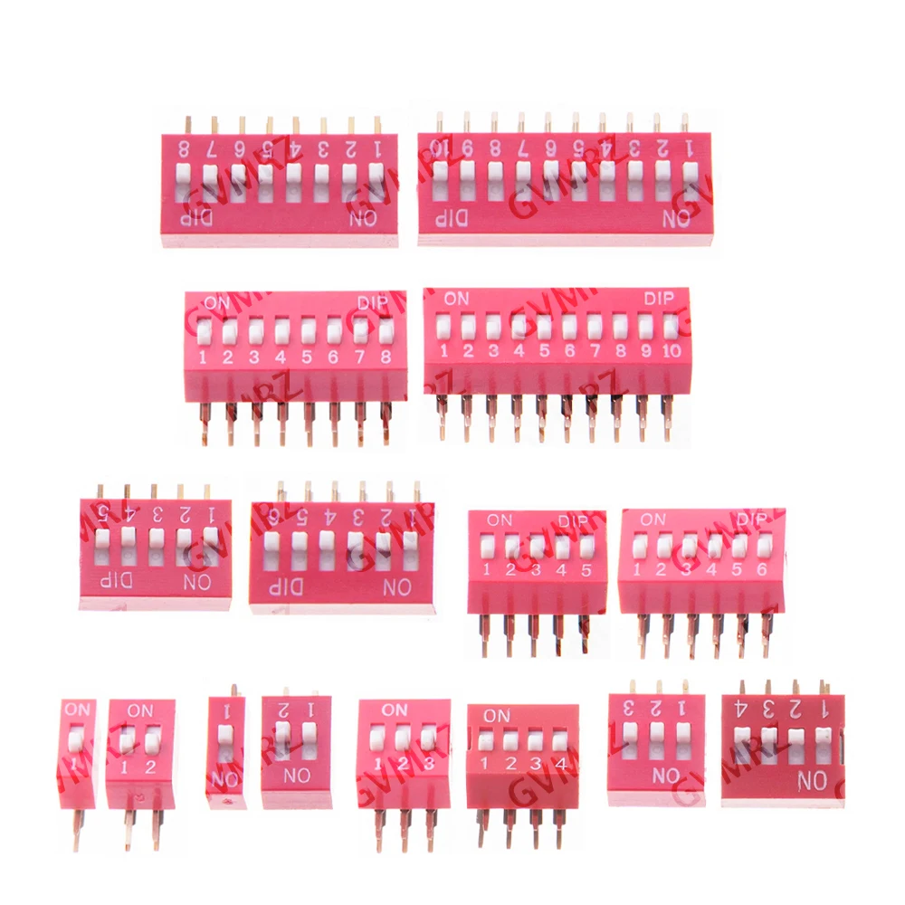 5PCS/LOT 2.54MM DA-02 1/2/3/4/5/6/8/10P DIP Switch Horizontal Dial 90 Degrees Plug-in Side Insert Bent Foot Switch New 10P 8P 6P