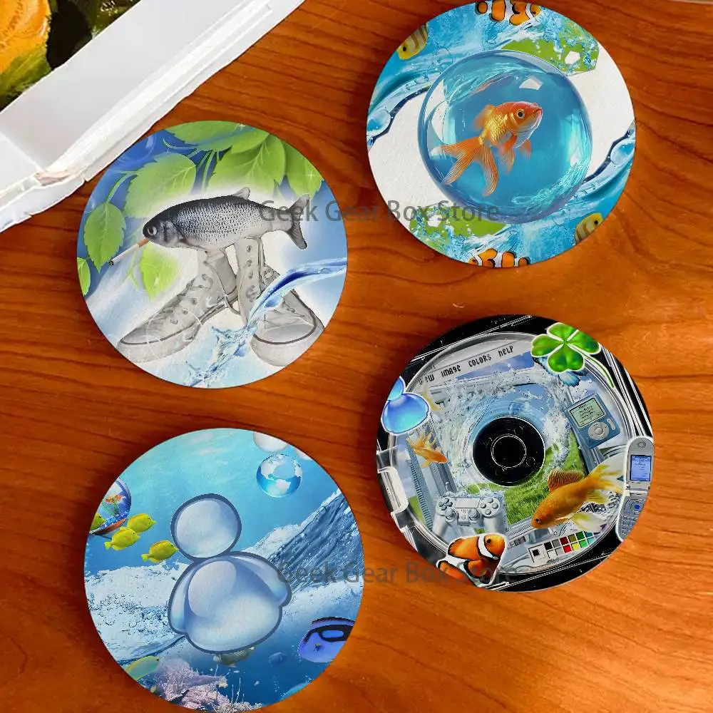 

Frutiger Aero Aqua Nostalgia Coaster Wooden Drink Tray Suitable for Restaurants and Coffee Shops Easy To Wash and Clean