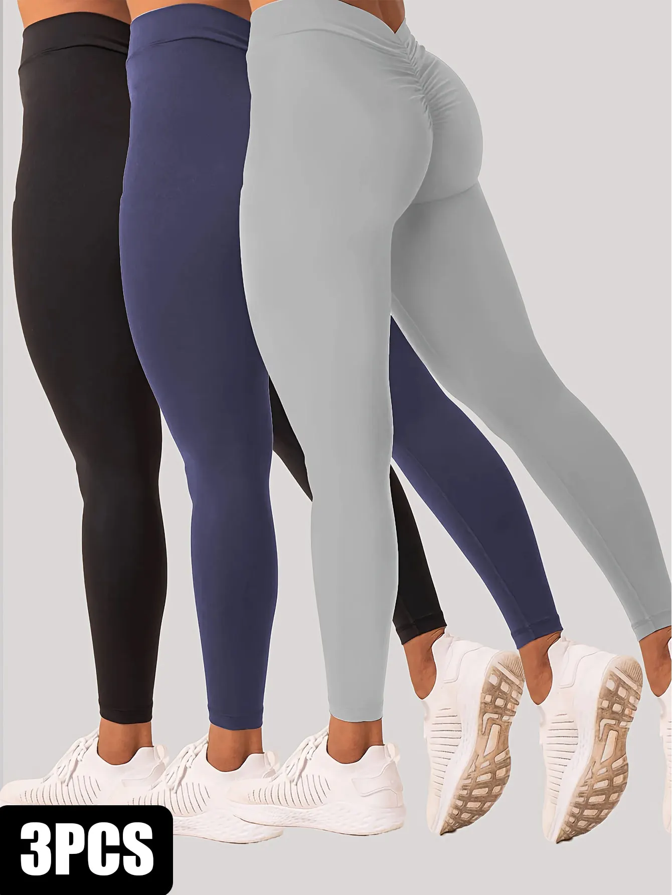 

3 Pack Women's Yoga Leggings With High Waistband, Moisture-Wicking, And Stretchy, Perfect For Outdoor Activities And Fitness