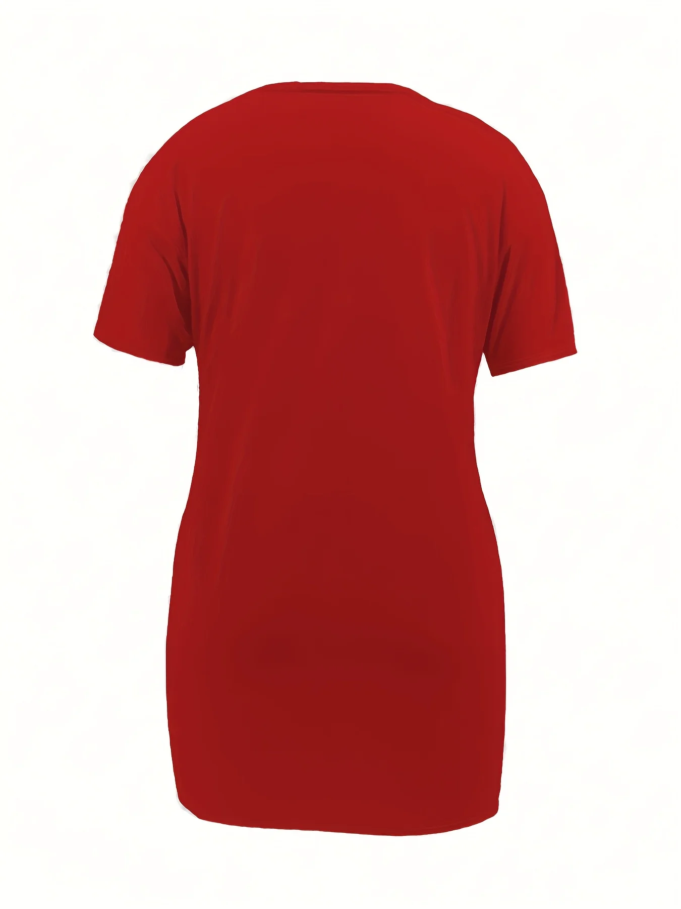 Stilvolles Plus-Size-T-Shirt-Kleid mit Seitenschlitzen für mühelosen Chic-Look – Detail 32