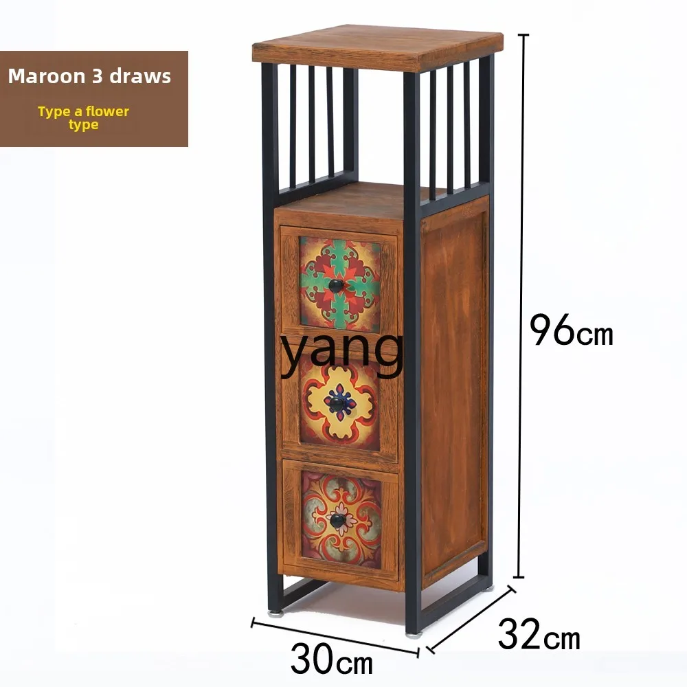 XYY corner cabinet retro chest cabinet storage cabinet living room crack rack solid wood