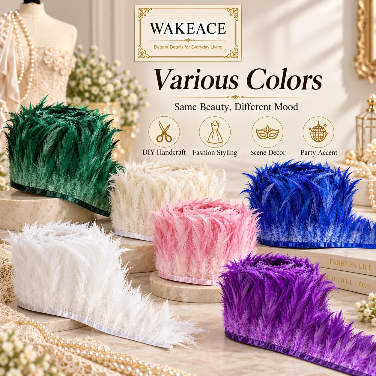 Faux Feather Fringe Trim for Sewing Dress Costume Clothing DIY Crafts Wedding Party Decoration Fashion Accessories
