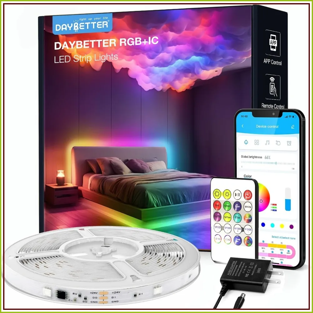 Smart IC LED Strip Lights 16.4ft, Multiple Colors on One Line, App & Remote Control, Music Sync, DIY Home Decor