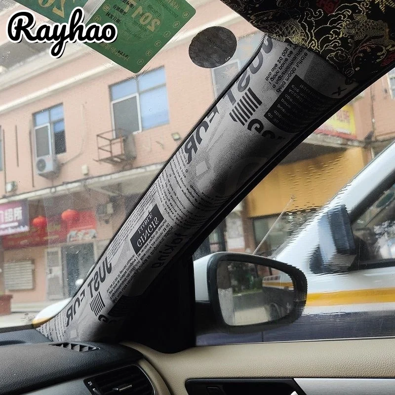 Premium Car Interior Film DIY Newspaper Pattern Self-adhesive Car Stickers Modified Wrap Films for Auto Accessories AB Pillar