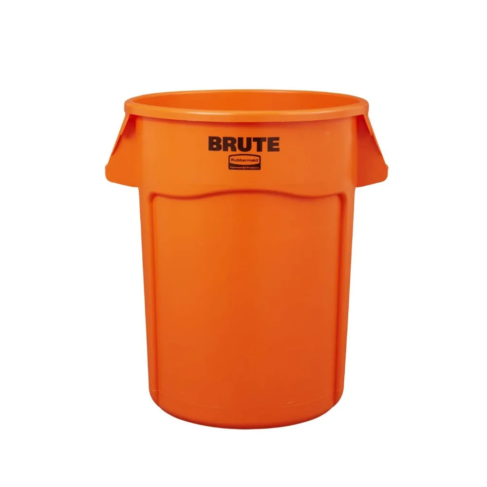 Heavy Duty Round Trash Can, 32 Gal, Orange, of House/Offices, Pack of 6, Yard Waste Bins