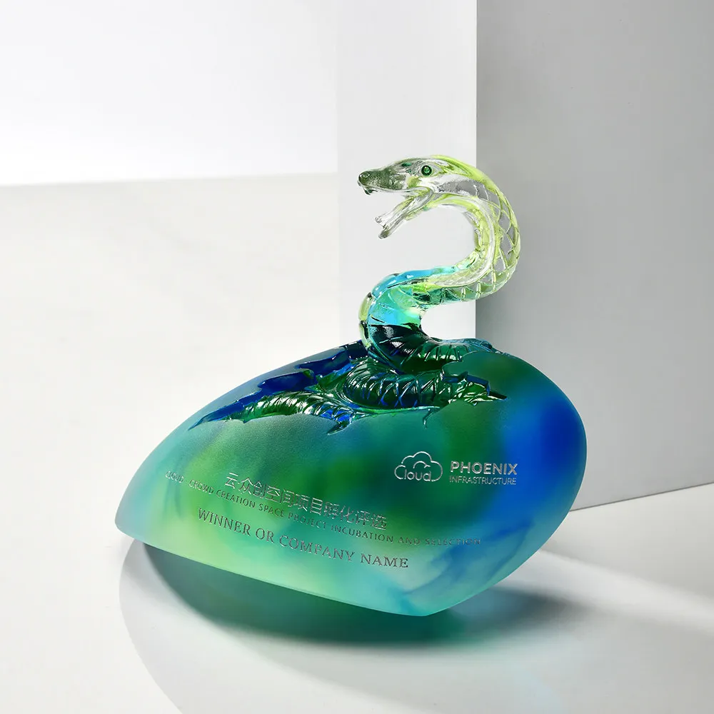 Year of The Snake Craft Glazed Trophy Customized Craft Crystal Spirit Snake Offers Rui Gifts