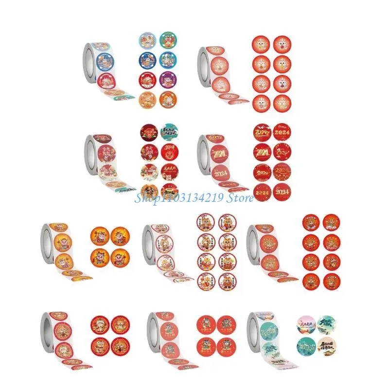 N5KC 1 Roll Bulk New Year Stickers Festive Labels for Greeting Cards and Envelopes