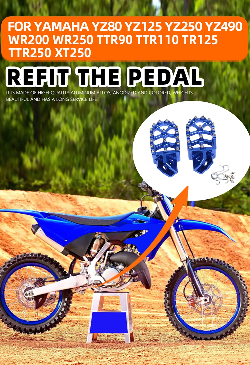 Dirt Bike Motorrad Fußrasten Fußstützen Pedale für Yamaha TTR90 TTR110 TTR125 TTR250 TTR 90 110 125 250 Zubehör – Detail 2