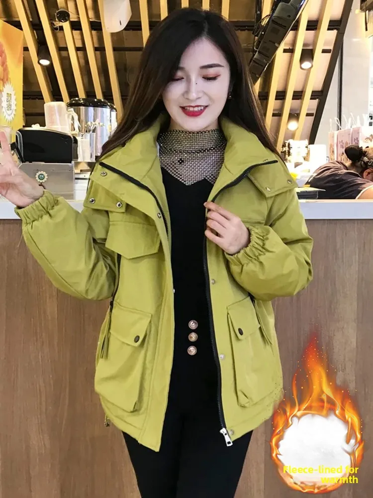 Thiened Fce femmes Jaet à capuche coton vêtements de travail vêtements d'extérieur hiver nouveau Sle ular éclatement Sle trajet coréen Sle