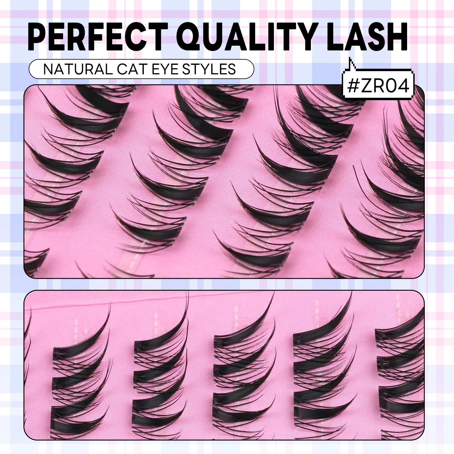 ラスヴィレ ラッシュクラスター ナチュラルキャットアイラッシュ DIY マンガまつげエクステ ソフトウィスピー個別まつげ ラッシュピンセット付き メイクアップ