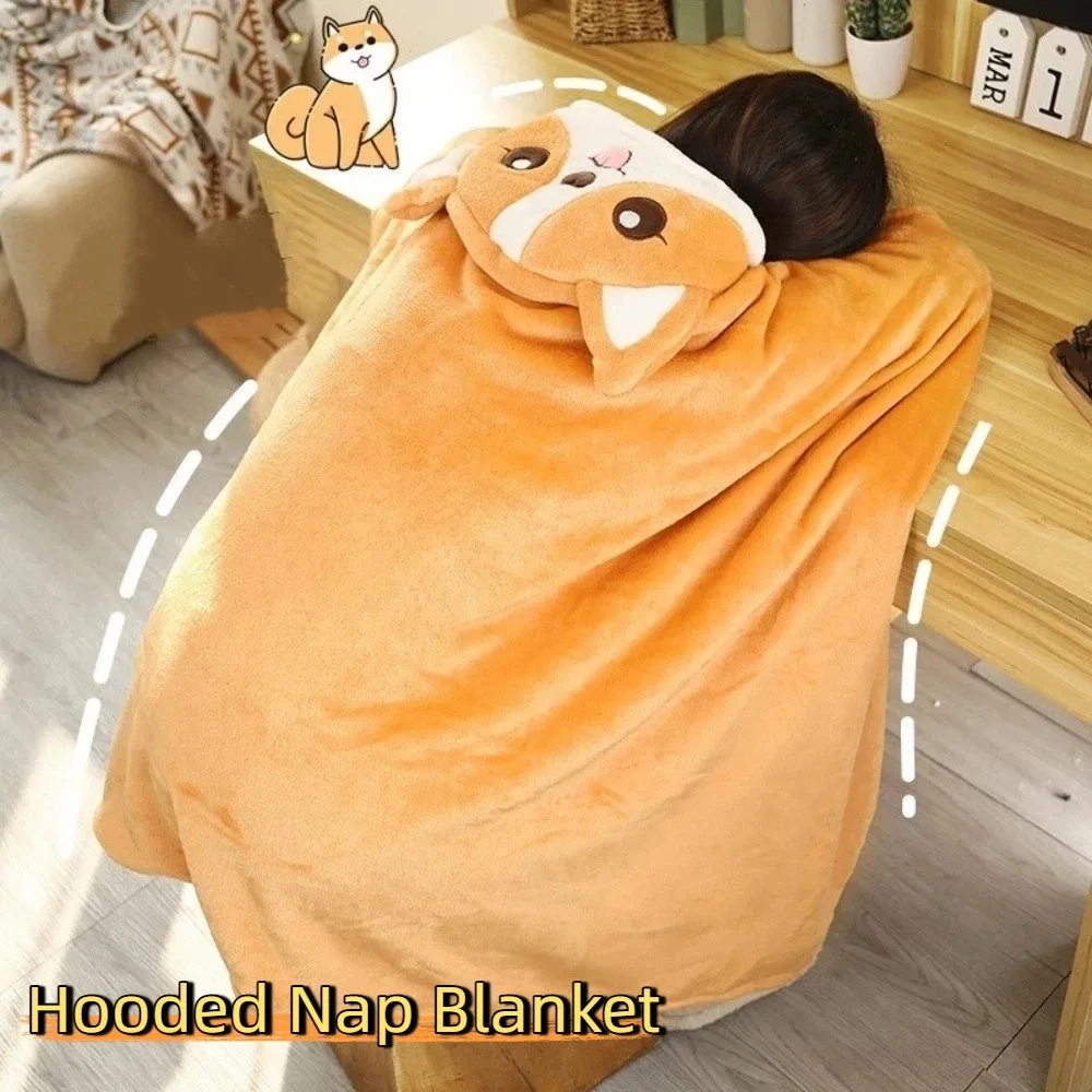 

Универсальное теплое одеяло для сна с капюшоном, уютное мягкое одеяло с кондиционером, складной кавайный плащ с героями мультфильмов, офисный сон