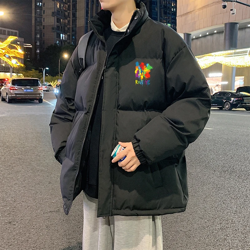 

Мужская зимняя утепленная куртка-пуховик, молодежная повседневная теплая модная куртка на молнии, длинное пальто из чистого хлопка, верхняя одежда