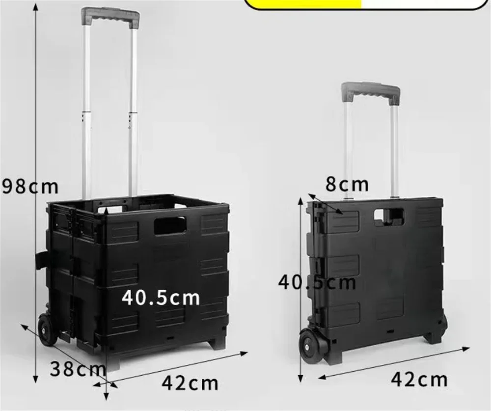Foldable Grocery Shopping Cart with Lid, Plastic Vegetable Storage Cart for Home, Outdoor Camping Cart, Picnic